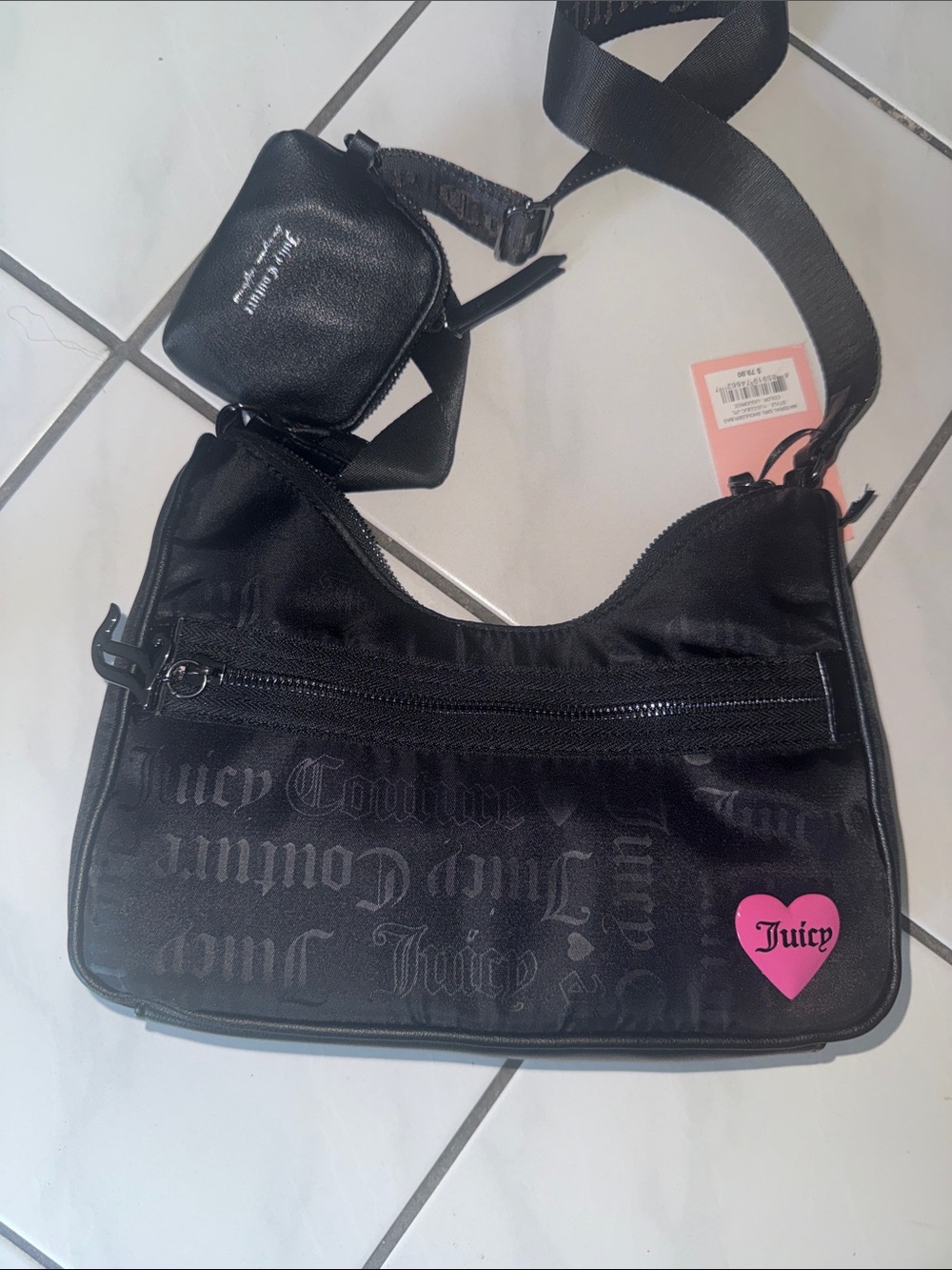 Black Shoulder Bag with Coin Pouch - Juicy Couture